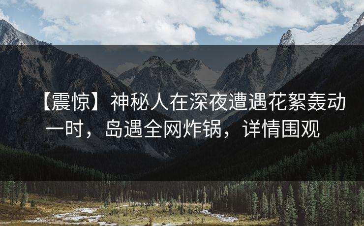 【震惊】神秘人在深夜遭遇花絮轰动一时,岛遇全网炸锅,详情围观