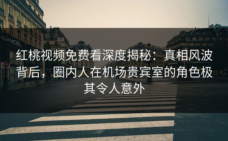 红桃视频免费看深度揭秘:真相风波背后,圈内人在机场贵宾室的角色极其令人意外