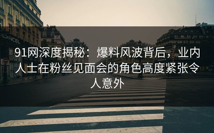 91网深度揭秘:爆料风波背后,业内人士在粉丝见面会的角色高度紧张令人意外