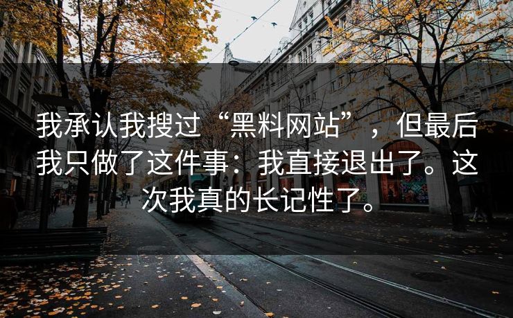 我承认我搜过“黑料网站”，但最后我只做了这件事：我直接退出了。这次我真的长记性了。